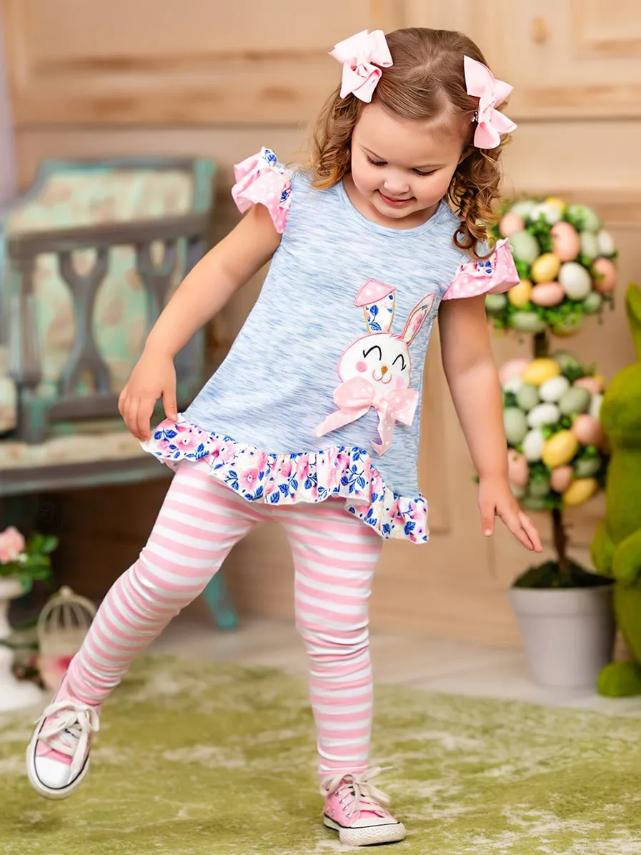 Polka Dot Bunny Striped Legging Set