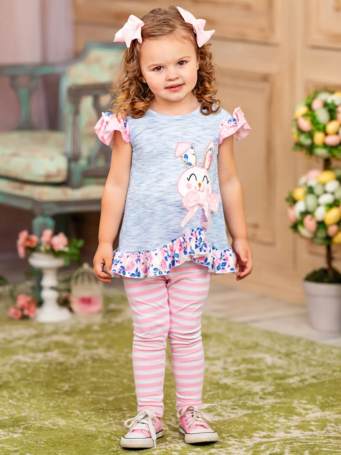 Polka Dot Bunny Striped Legging Set