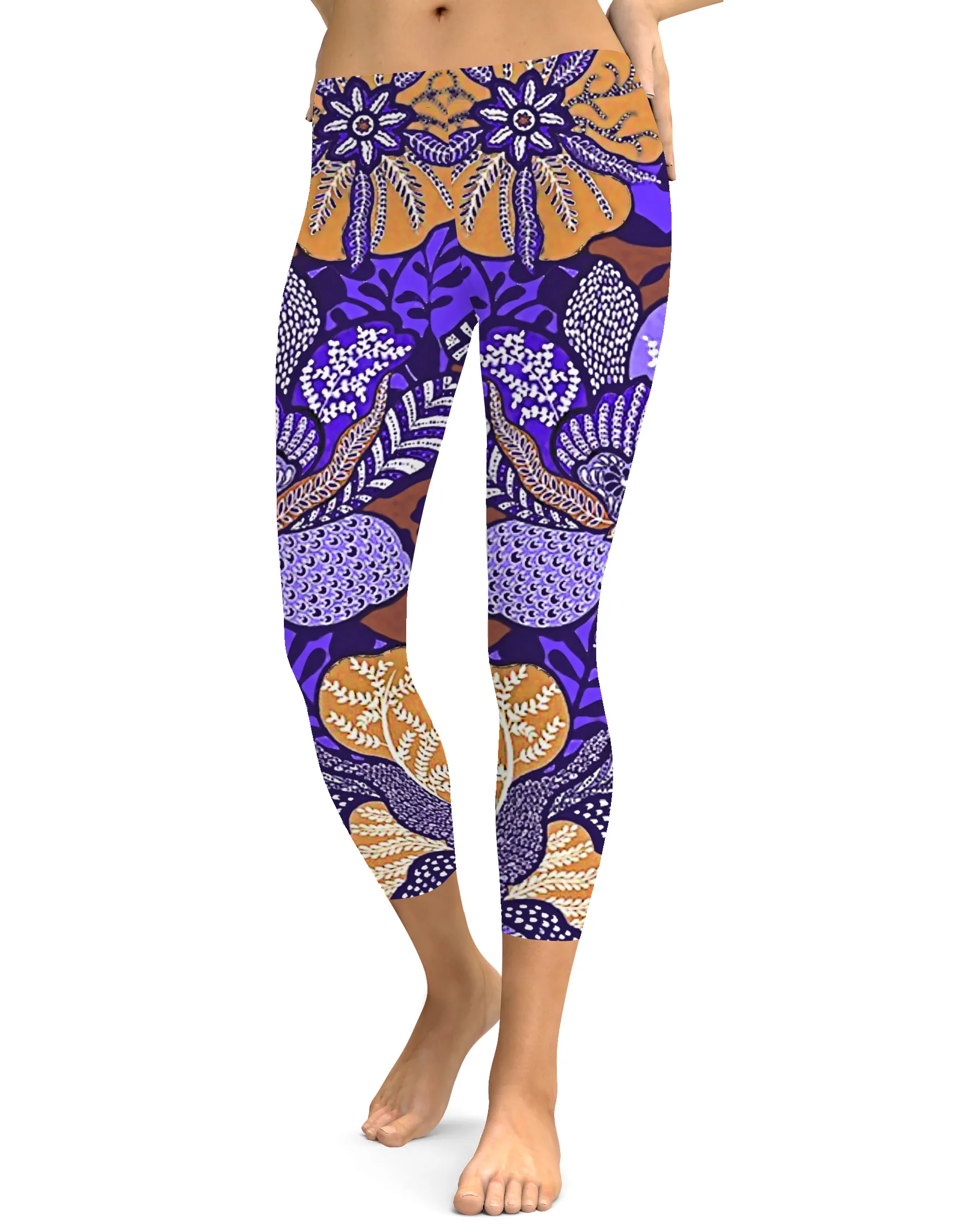 Purple Batik Floral Capris