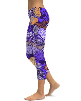 Purple Batik Floral Capris