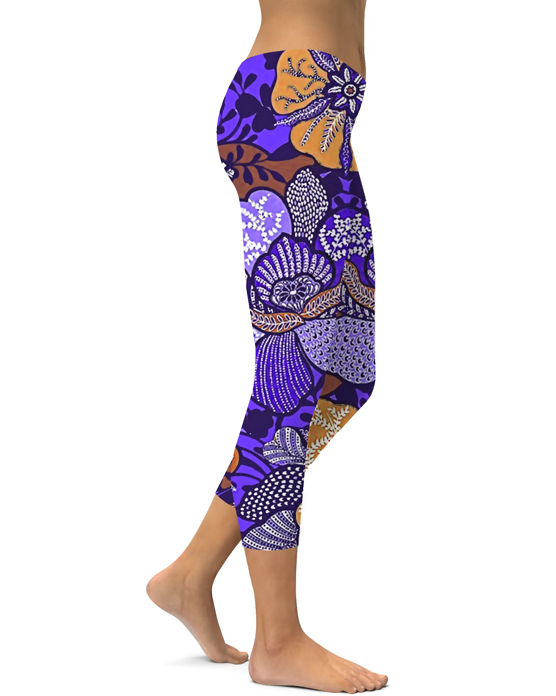 Purple Batik Floral Capris