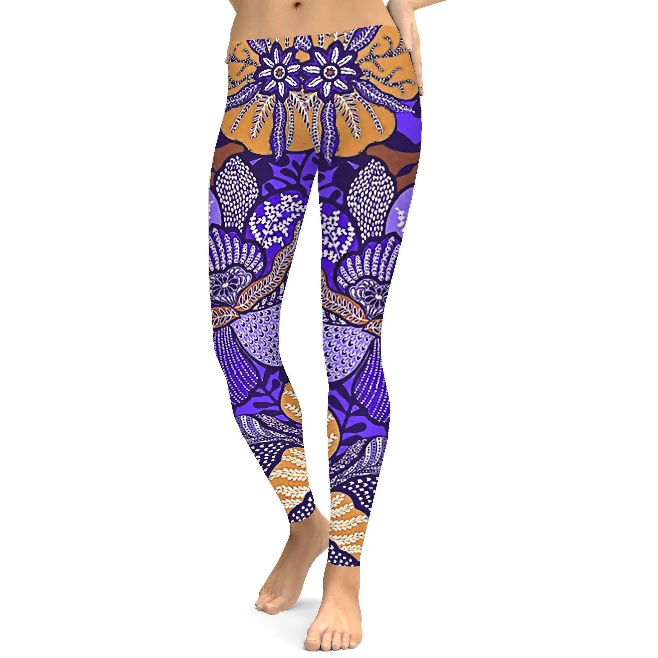 Purple Batik Floral Leggings