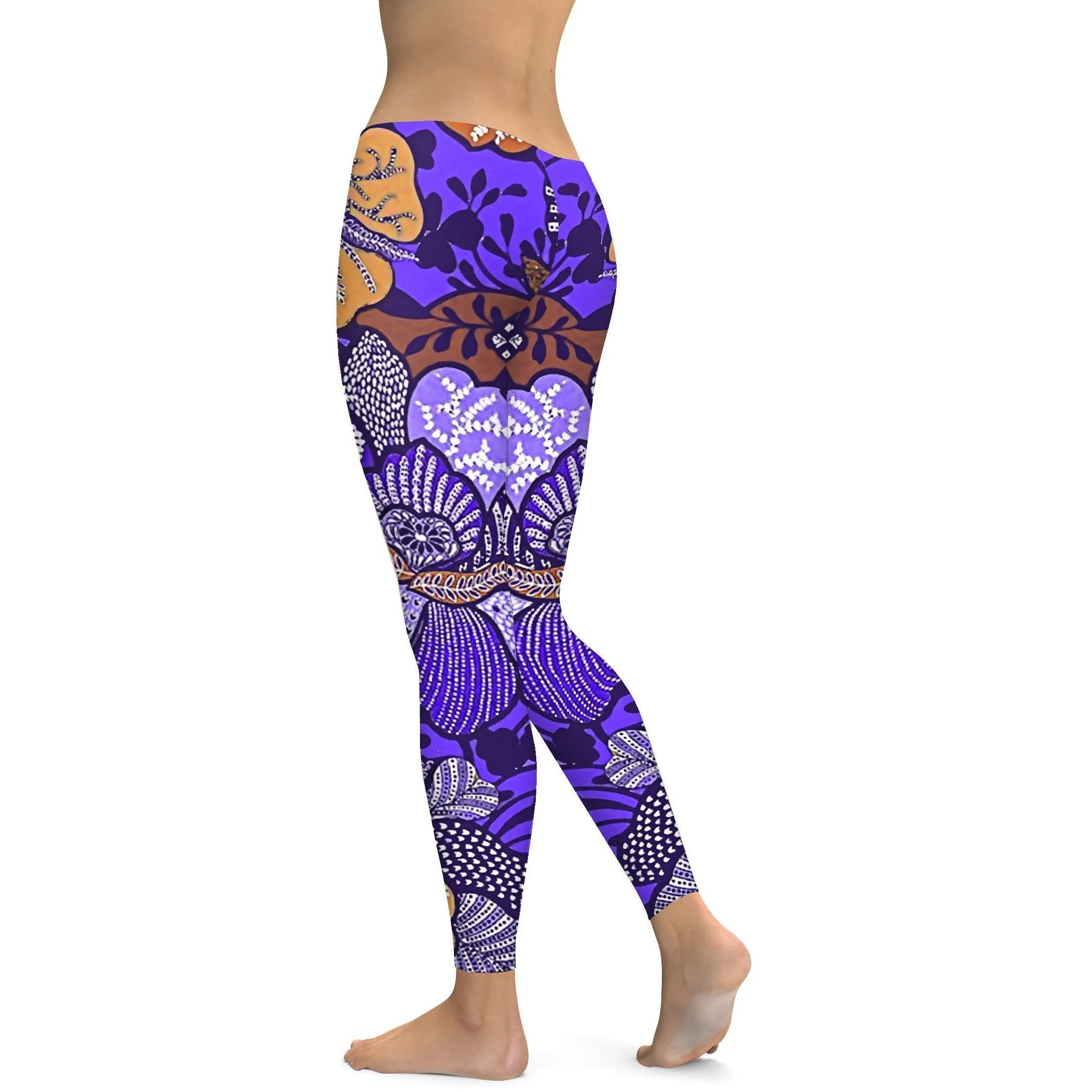 Purple Batik Floral Leggings