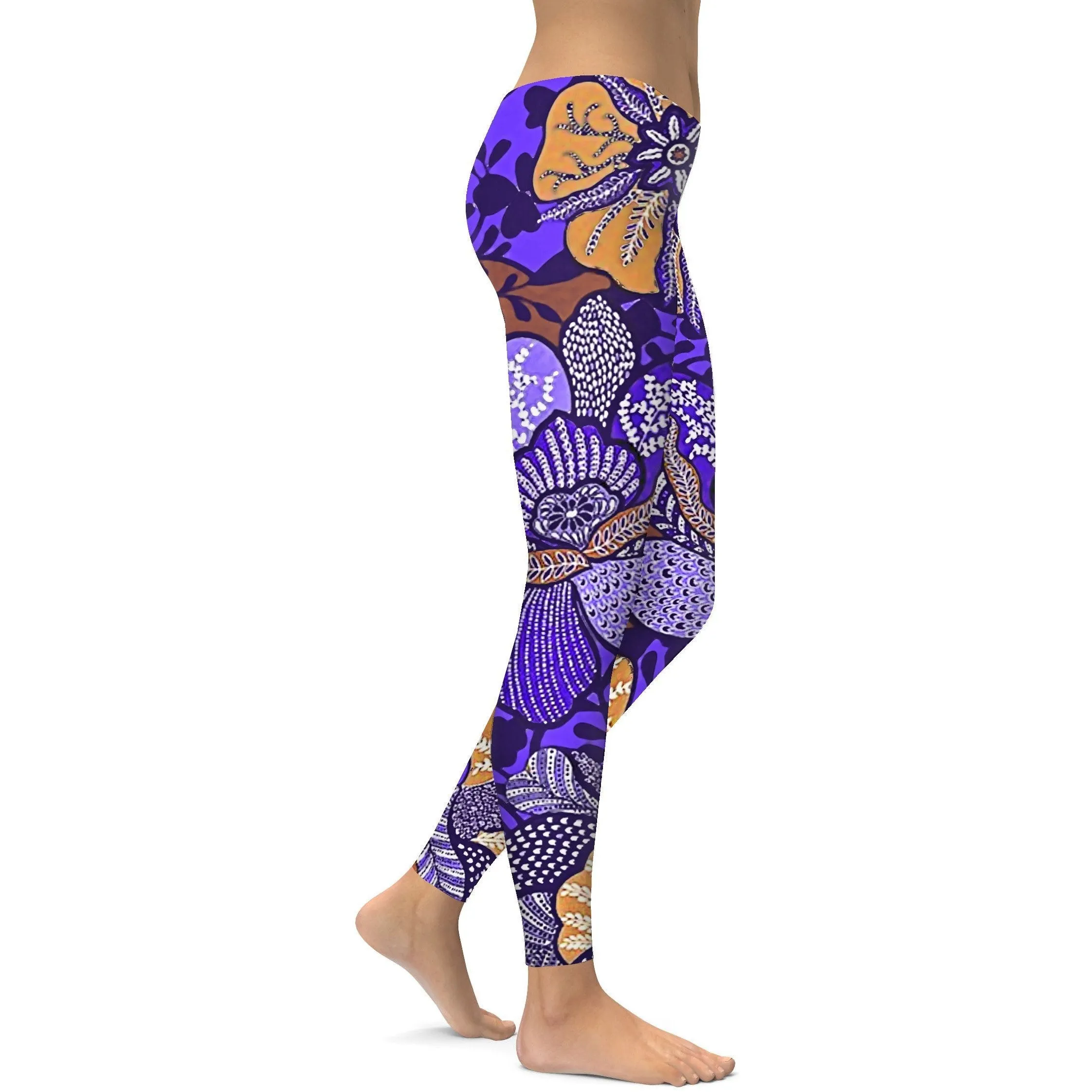 Purple Batik Floral Leggings