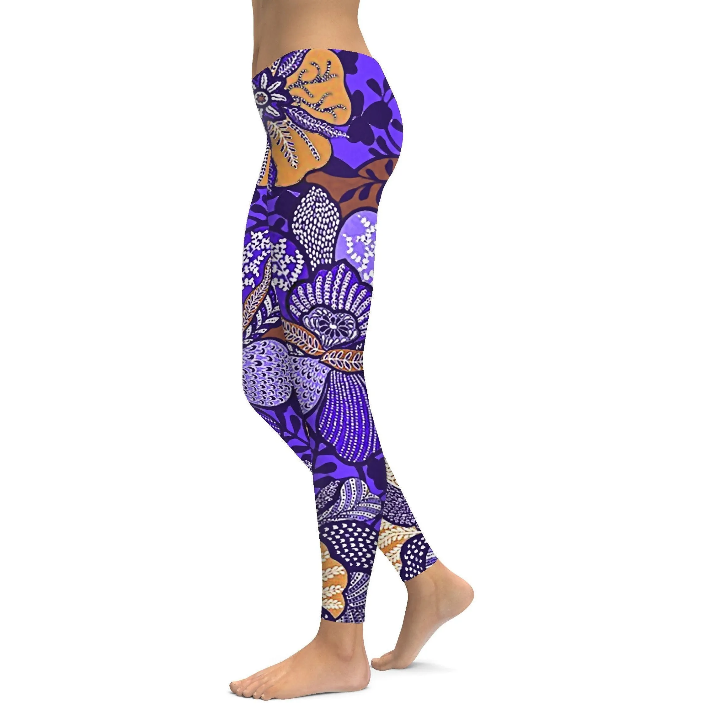 Purple Batik Floral Leggings