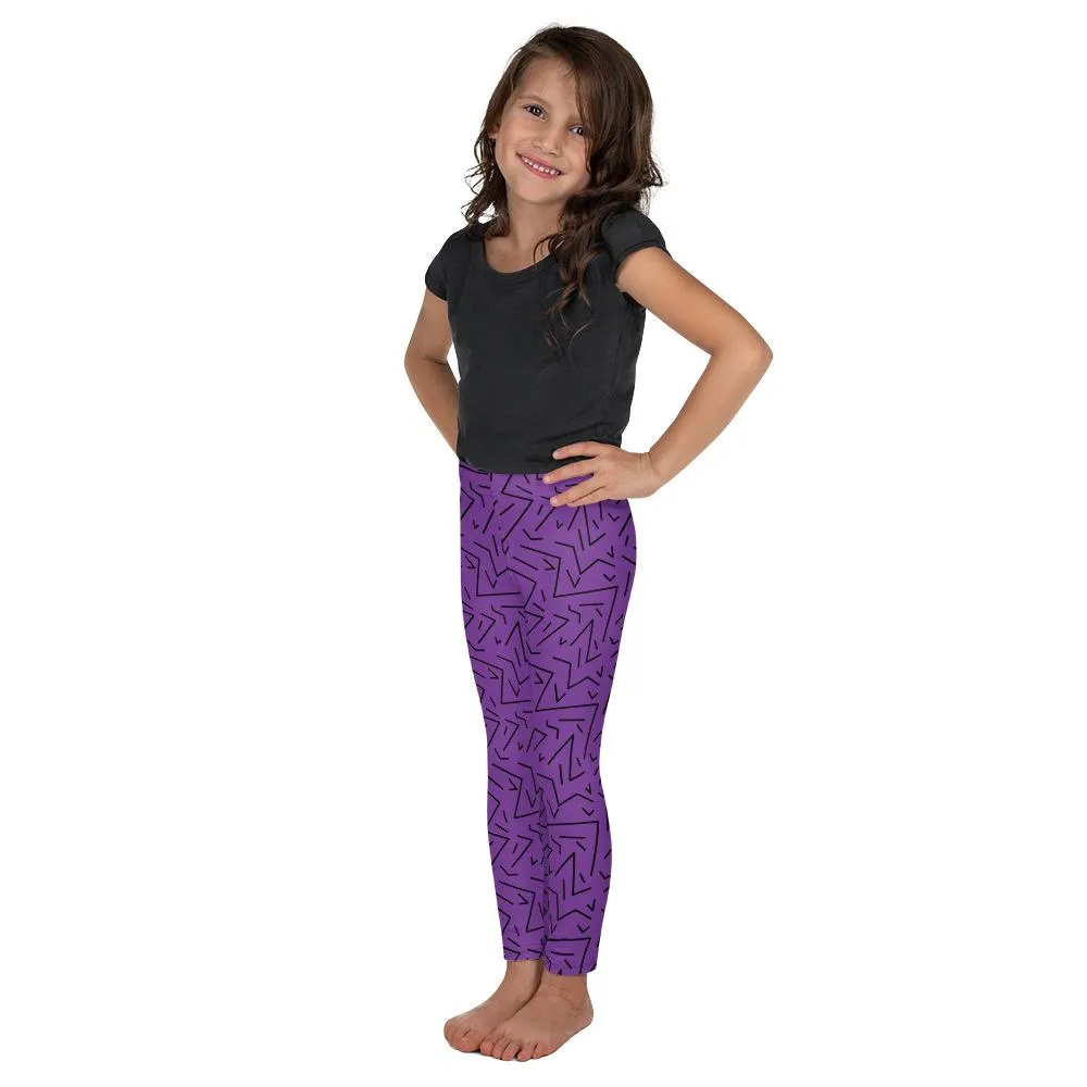 Purple Black Line Kid's Leggings