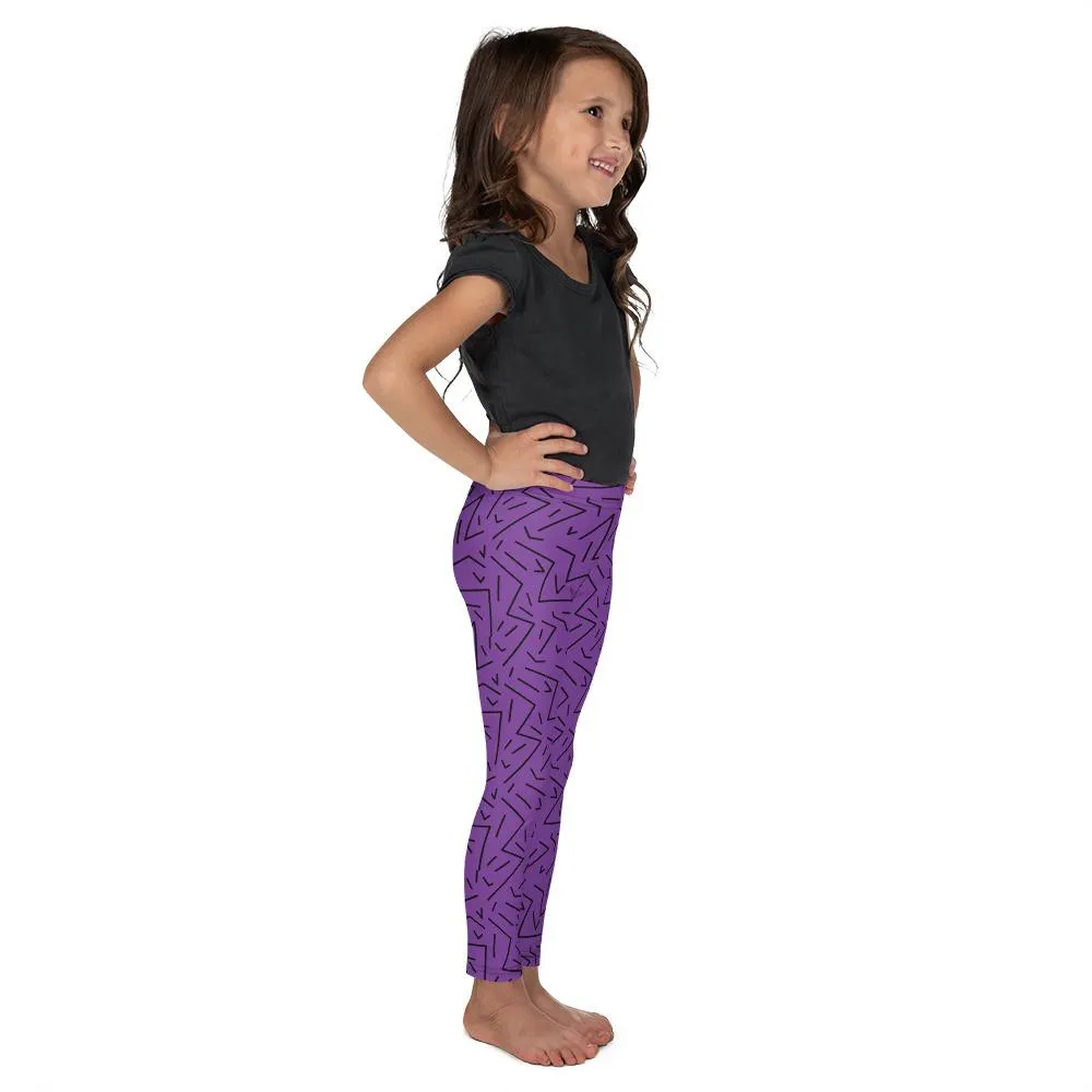 Purple Black Line Kid's Leggings