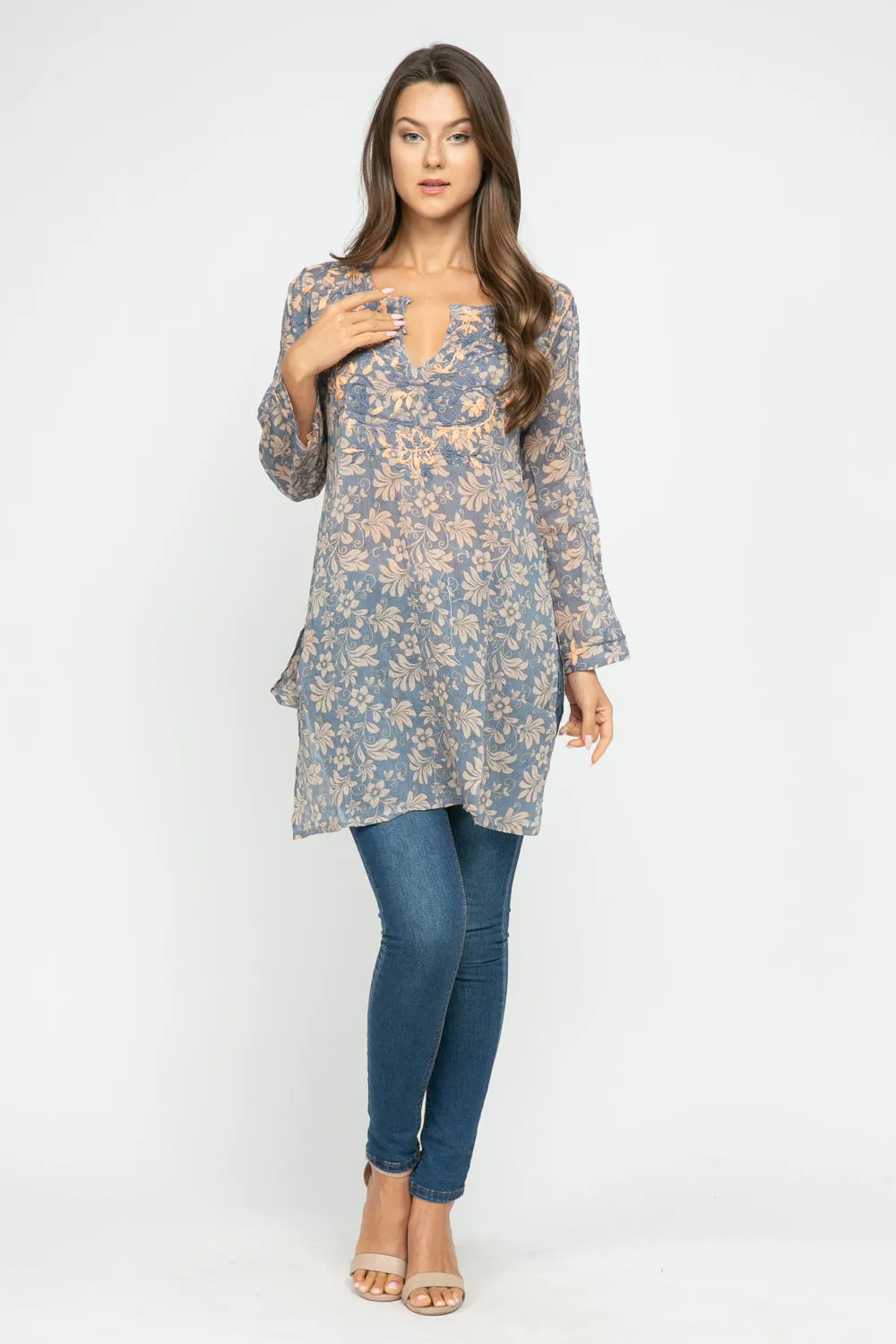 RAJ FORAL PETAL EMBROIDERED TUNIC