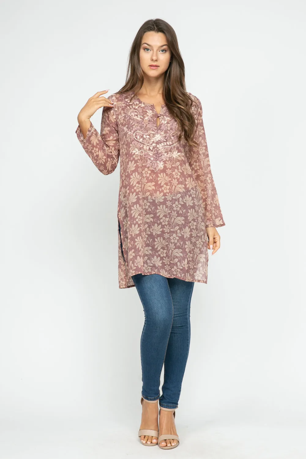 RAJ FORAL PETAL EMBROIDERED TUNIC