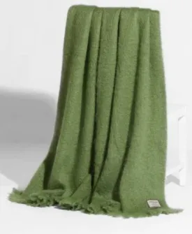 REVERSIBLE GREEN COLOR MOHAIR & WOOL THROW