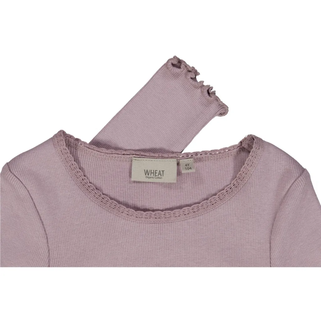 Rib T-Shirt Lace LS - dusty lavender