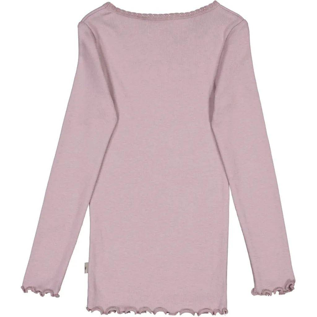 Rib T-Shirt Lace LS - dusty lavender