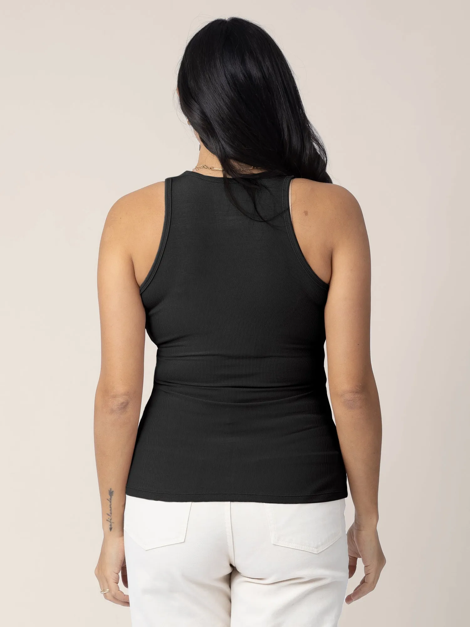 Ribbed Bamboo Racerback Nursing Tank | Black