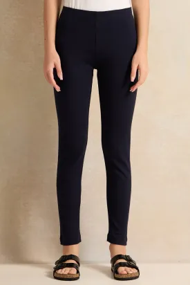 Senior Girls Navy Solid Rib Leggings