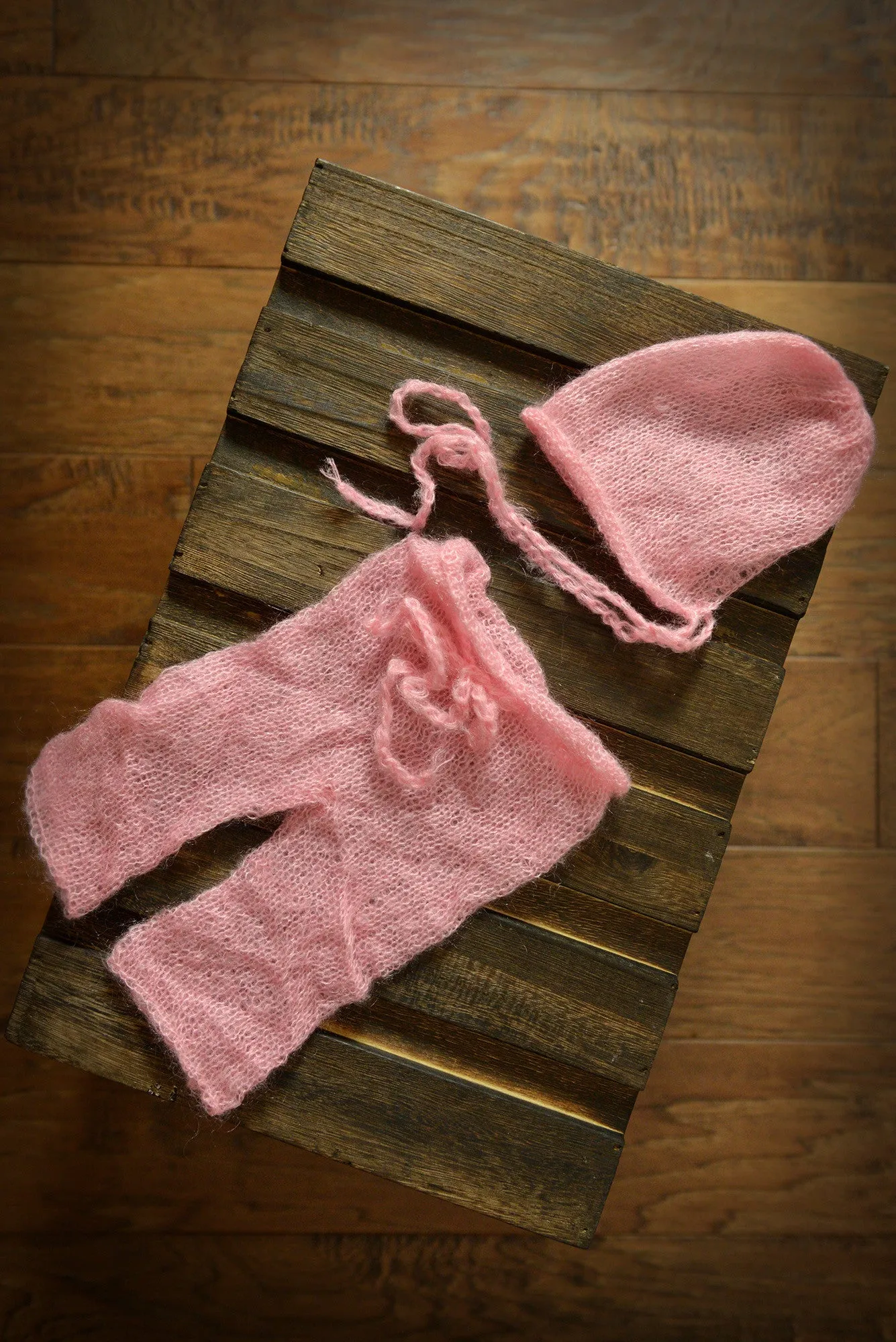 SET Mohair Pants and Bonnet - Pink