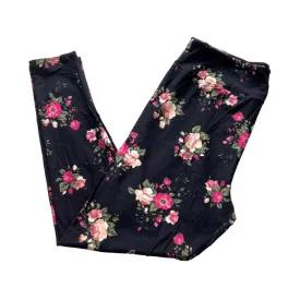 Single Print - Leggings: Black White Polka Dot with Pink Flowers