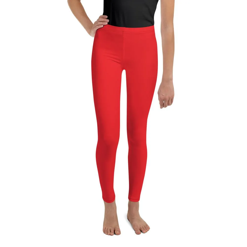 Solid Hot Red Youth Leggings