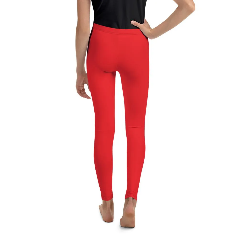 Solid Hot Red Youth Leggings