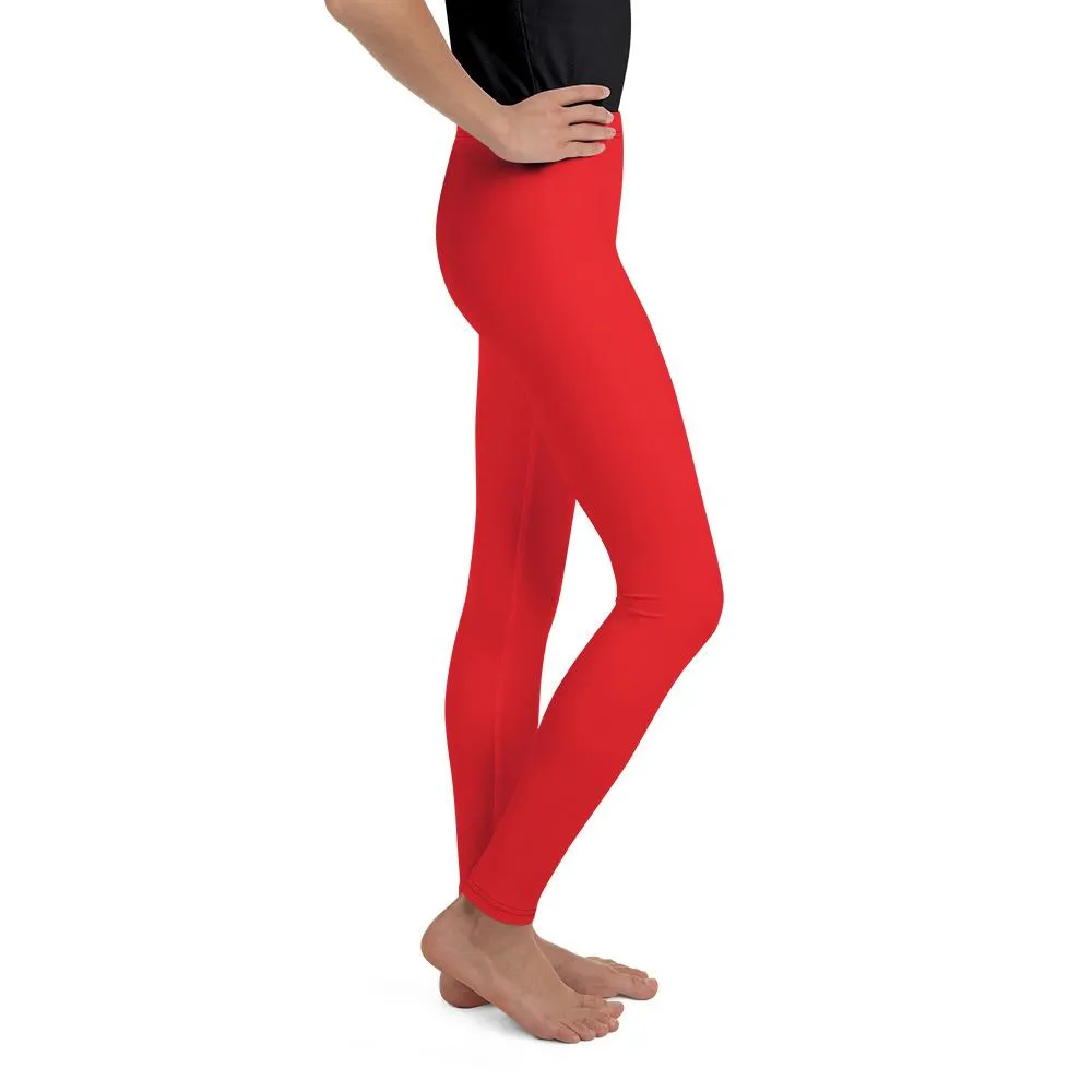 Solid Hot Red Youth Leggings