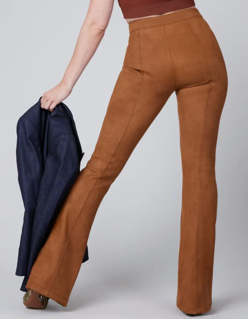 Spanx Faux Suede Flare Pants Rich Caramel