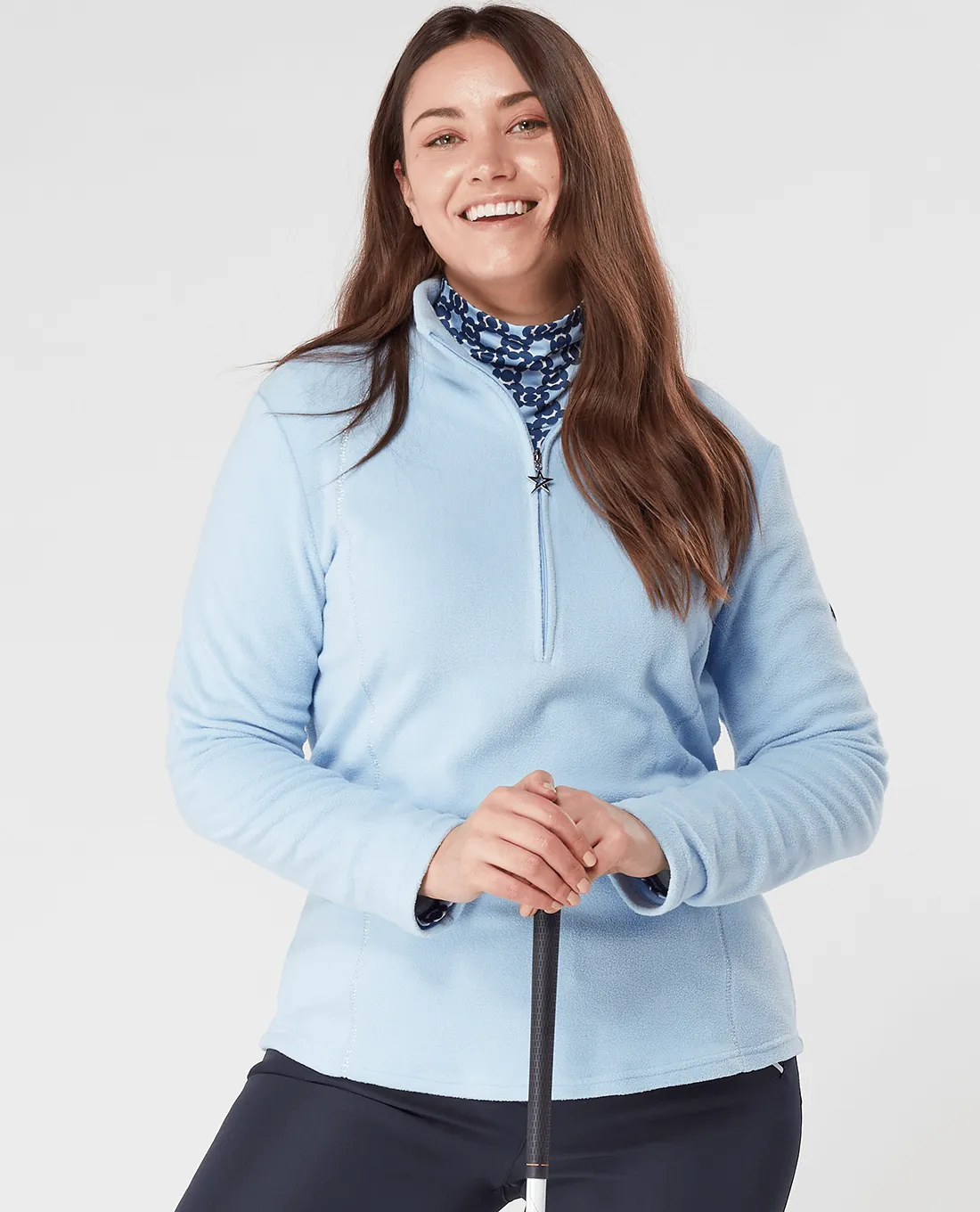 SWING OUT SISTER Bonny Fleece 1/4 Zip Chambray Blue