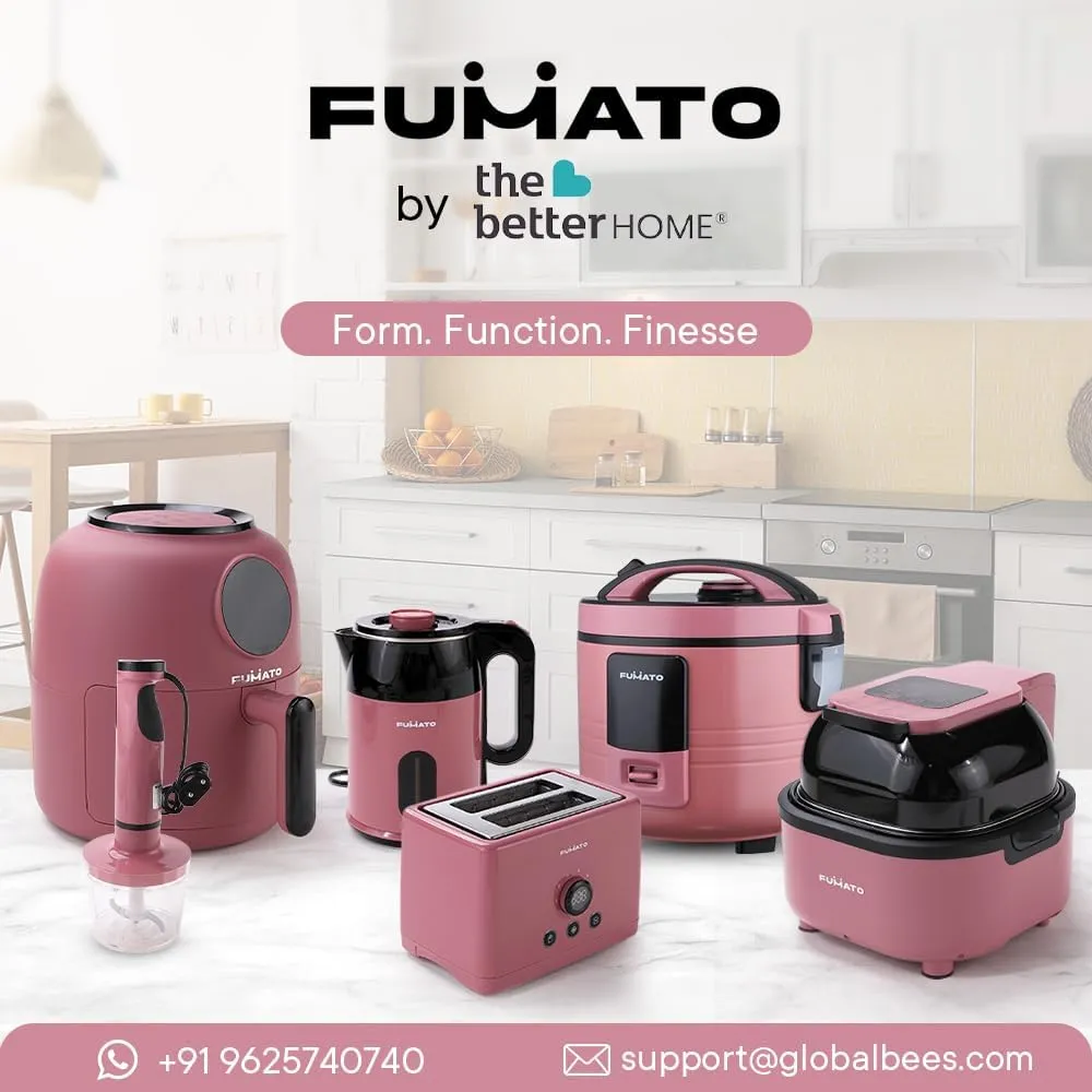 The Better Home Fumato's Kitchen and Appliance Combo| Easy Peek Air Fryer With Air Tight Food Cotainer 1040 680 410ml |Food Grade Material| Ultimate Utility Combo for Home| Pink Green