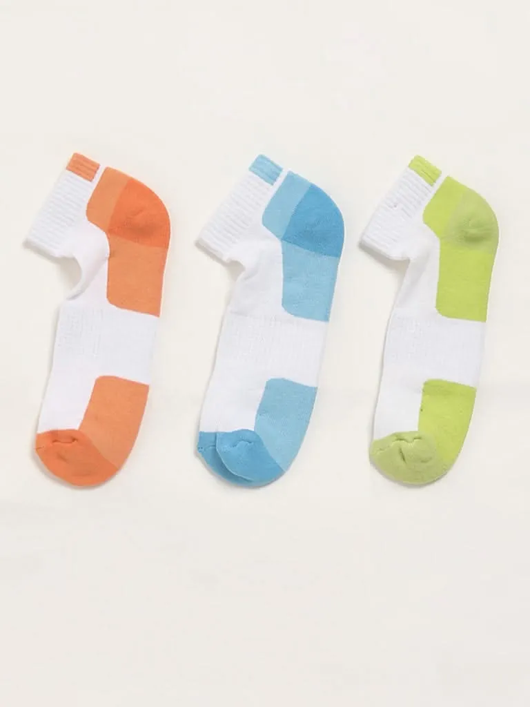 WES Lounge Orange Ankle Cotton Blend Socks - Pack of 3