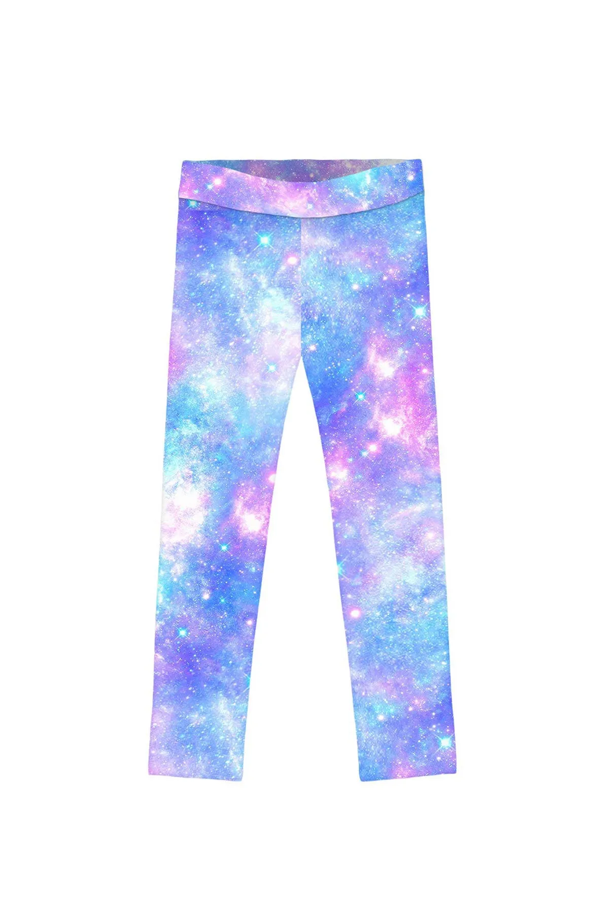 Wizard Lucy Blue Cute Colorful Galaxy Printed Stretch Leggings - Kids